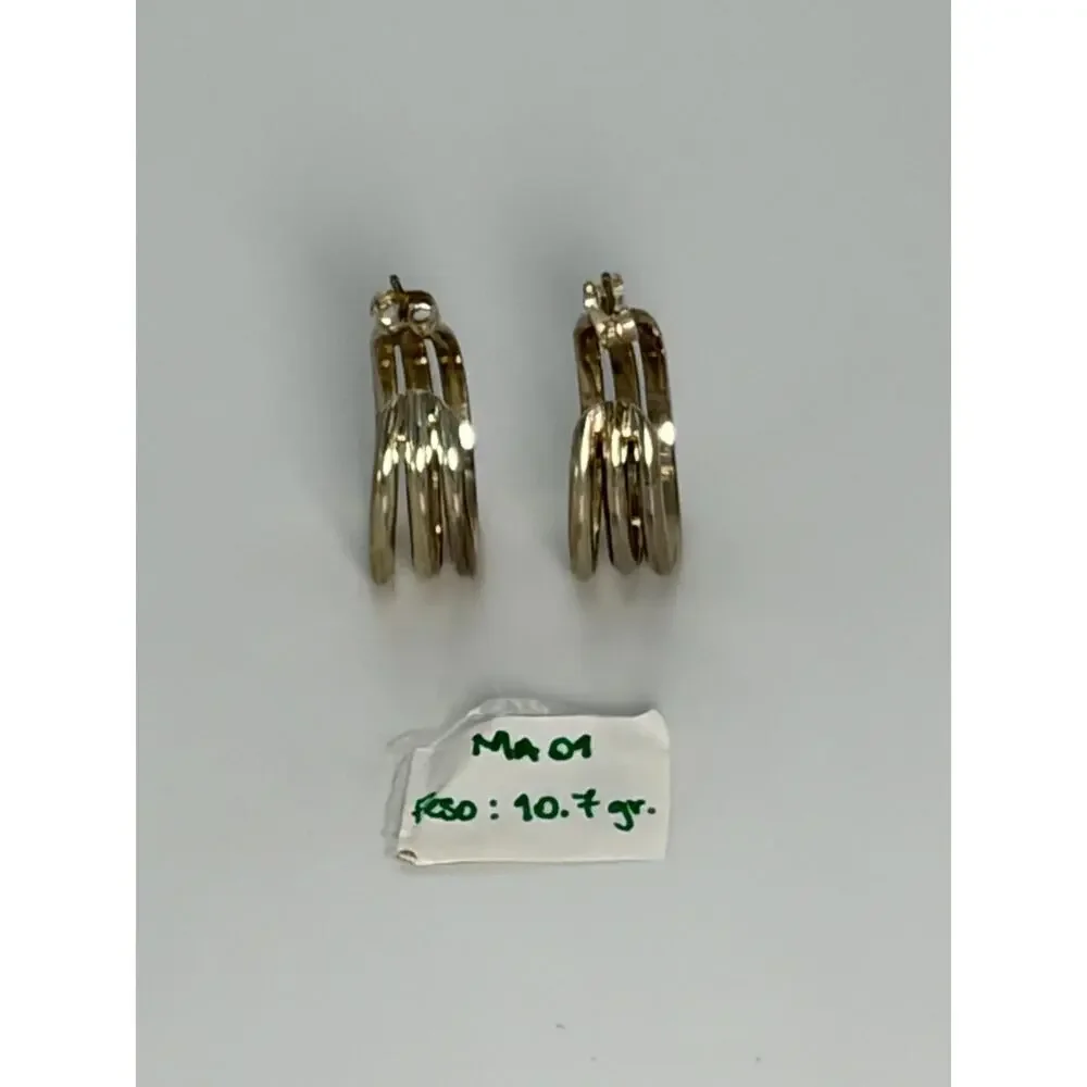 950 Sterling Silver Triple Wave Hoop Earrings 10.7g Modernist Peru NOS Unworn